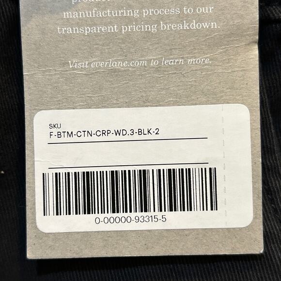 New Everlane The Organic Straight Leg Crop Pants Black Women 2 NWT Relaxed Fit - Picture 11 of 11